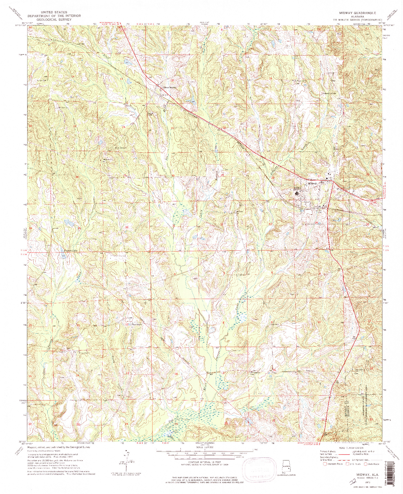 USGS 1:24000-SCALE QUADRANGLE FOR MIDWAY, AL 1973