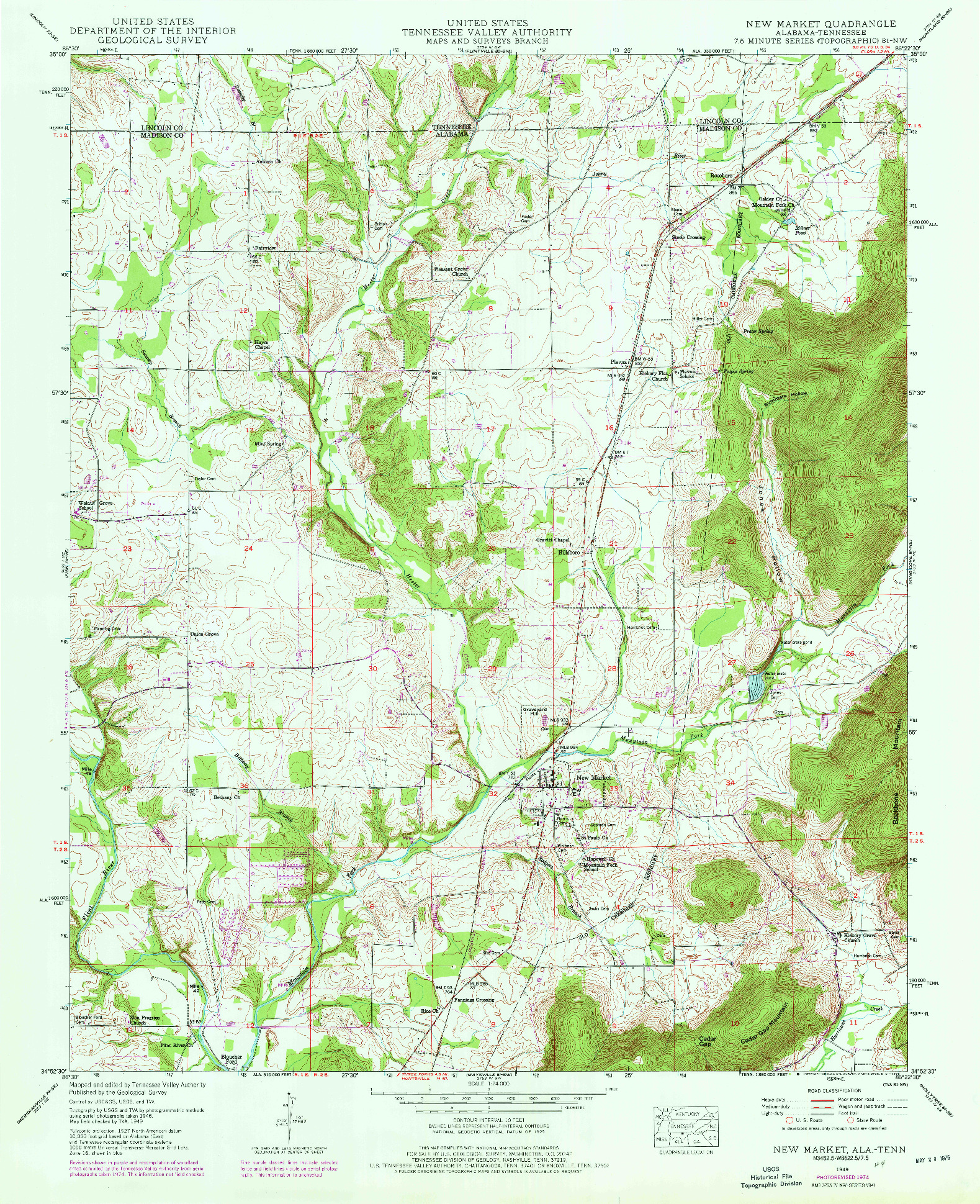 USGS 1:24000-SCALE QUADRANGLE FOR NEW MARKET, AL 1949