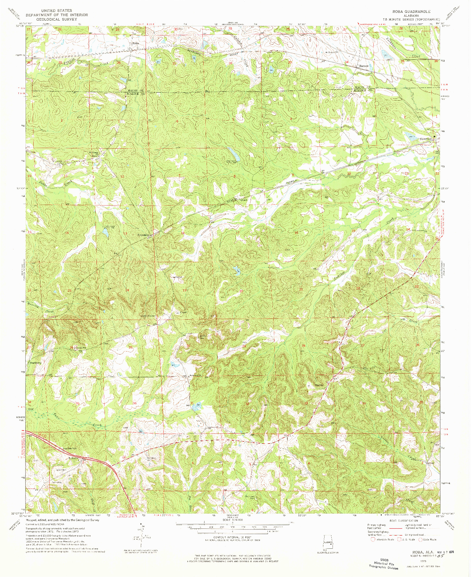 USGS 1:24000-SCALE QUADRANGLE FOR ROBA, AL 1973