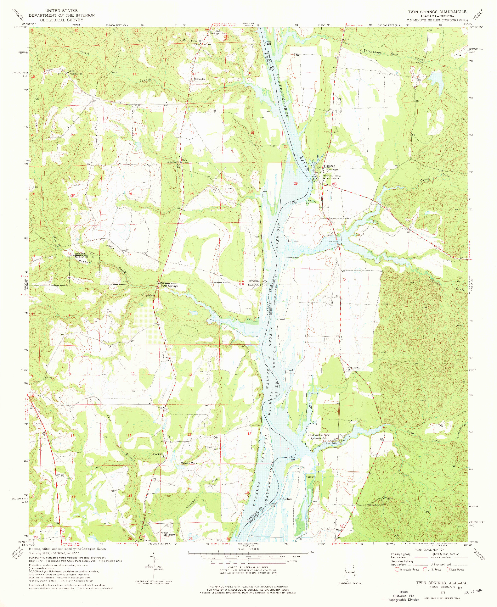 USGS 1:24000-SCALE QUADRANGLE FOR TWIN SPRINGS, AL 1973