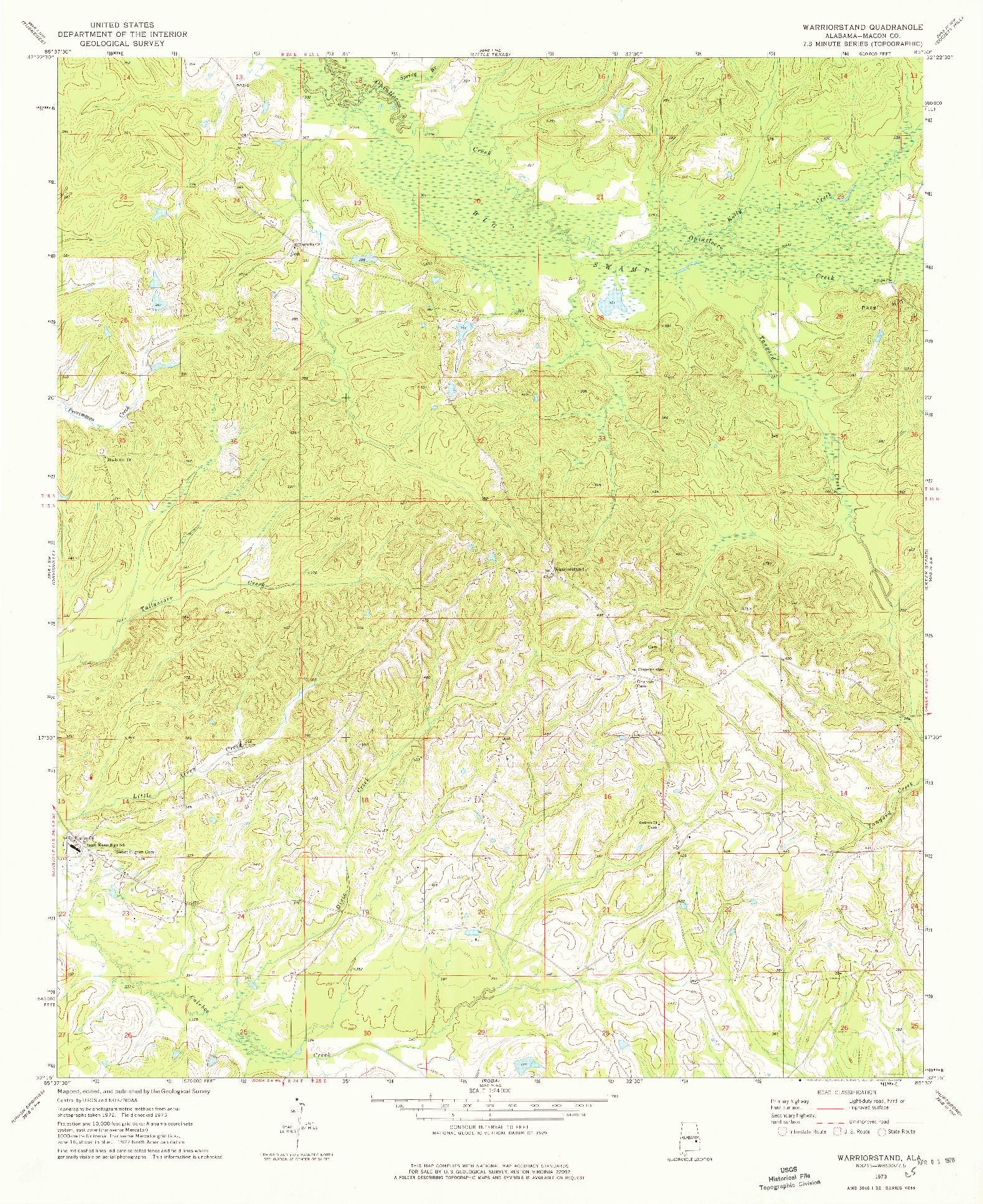USGS 1:24000-SCALE QUADRANGLE FOR WARRIORSTAND, AL 1973