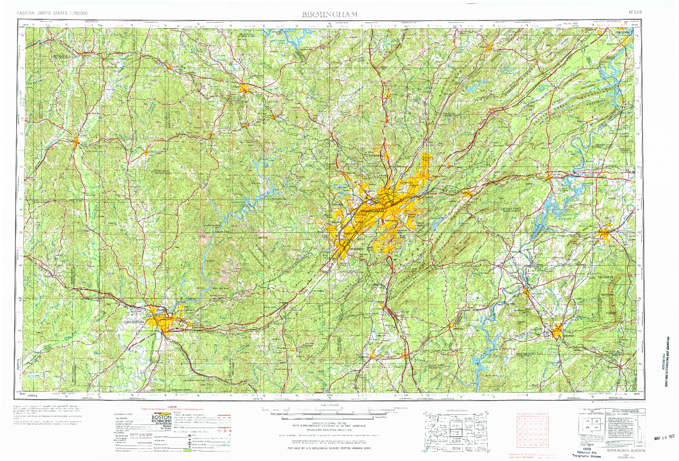 USGS 1:250000-SCALE QUADRANGLE FOR BIRMINGHAM, AL 1953