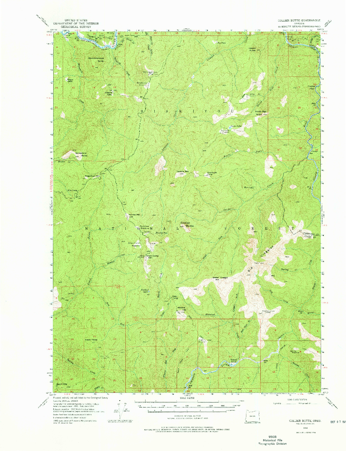 USGS 1:62500-SCALE QUADRANGLE FOR COLLIER BUTTE, OR 1954