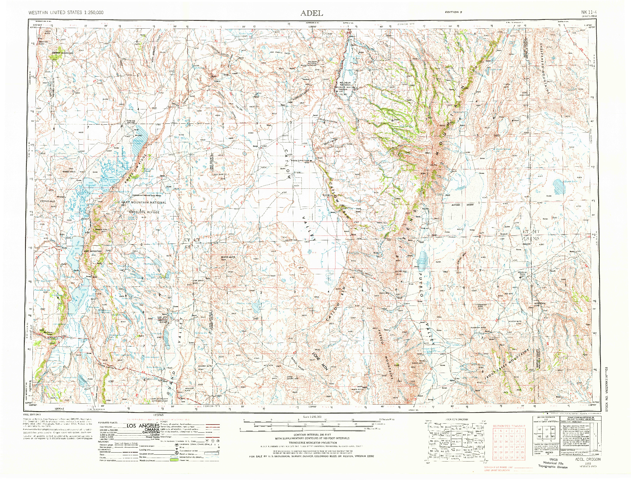 USGS 1:250000-SCALE QUADRANGLE FOR ADEL, OR 1955