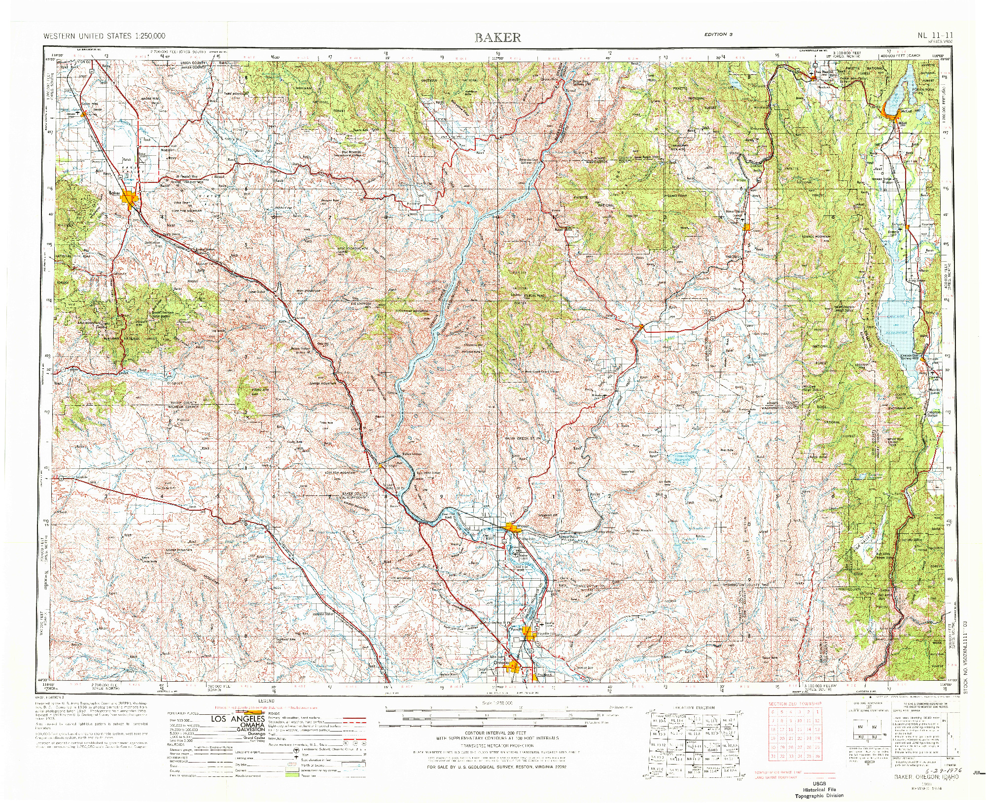 USGS 1:250000-SCALE QUADRANGLE FOR BAKER, OR 1955