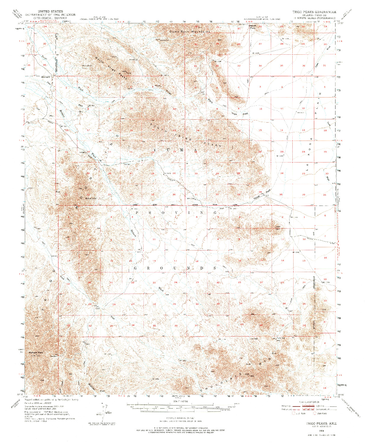 USGS 1:62500-SCALE QUADRANGLE FOR TRIGO PEAKS, AZ 1954