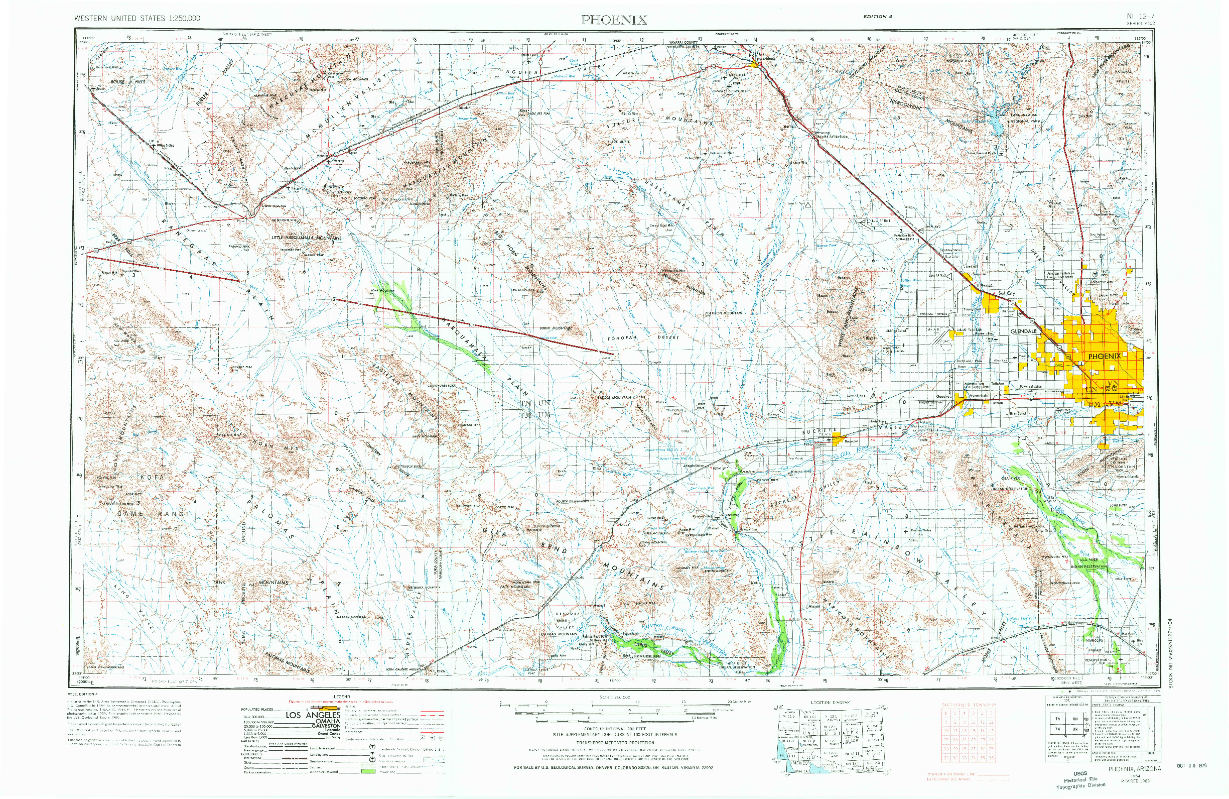 USGS 1:250000-SCALE QUADRANGLE FOR PHOENIX, AZ 1954