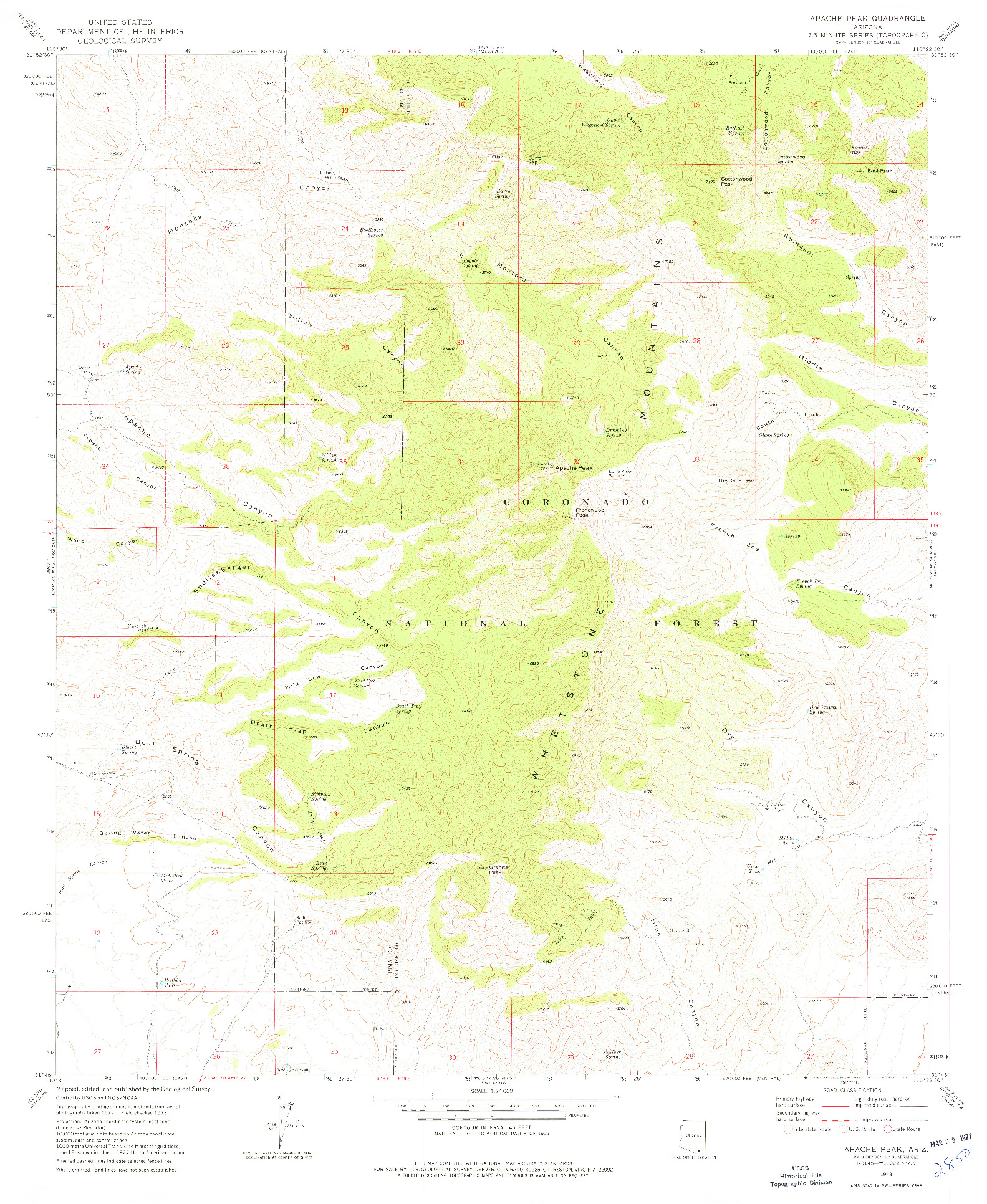 USGS 1:24000-SCALE QUADRANGLE FOR APACHE PEAK, AZ 1973