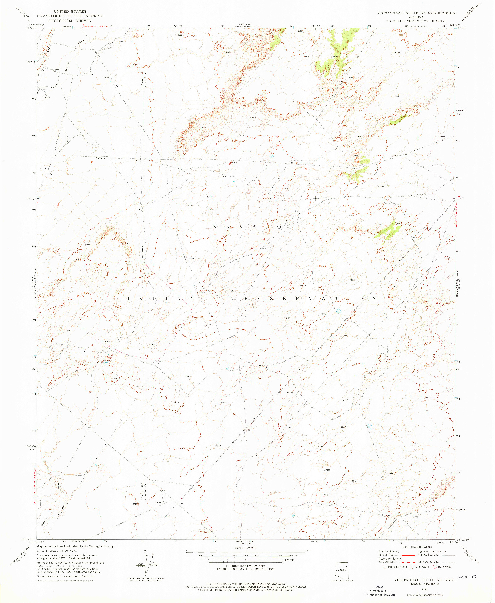 USGS 1:24000-SCALE QUADRANGLE FOR ARROWHEAD BUTTE NE, AZ 1972