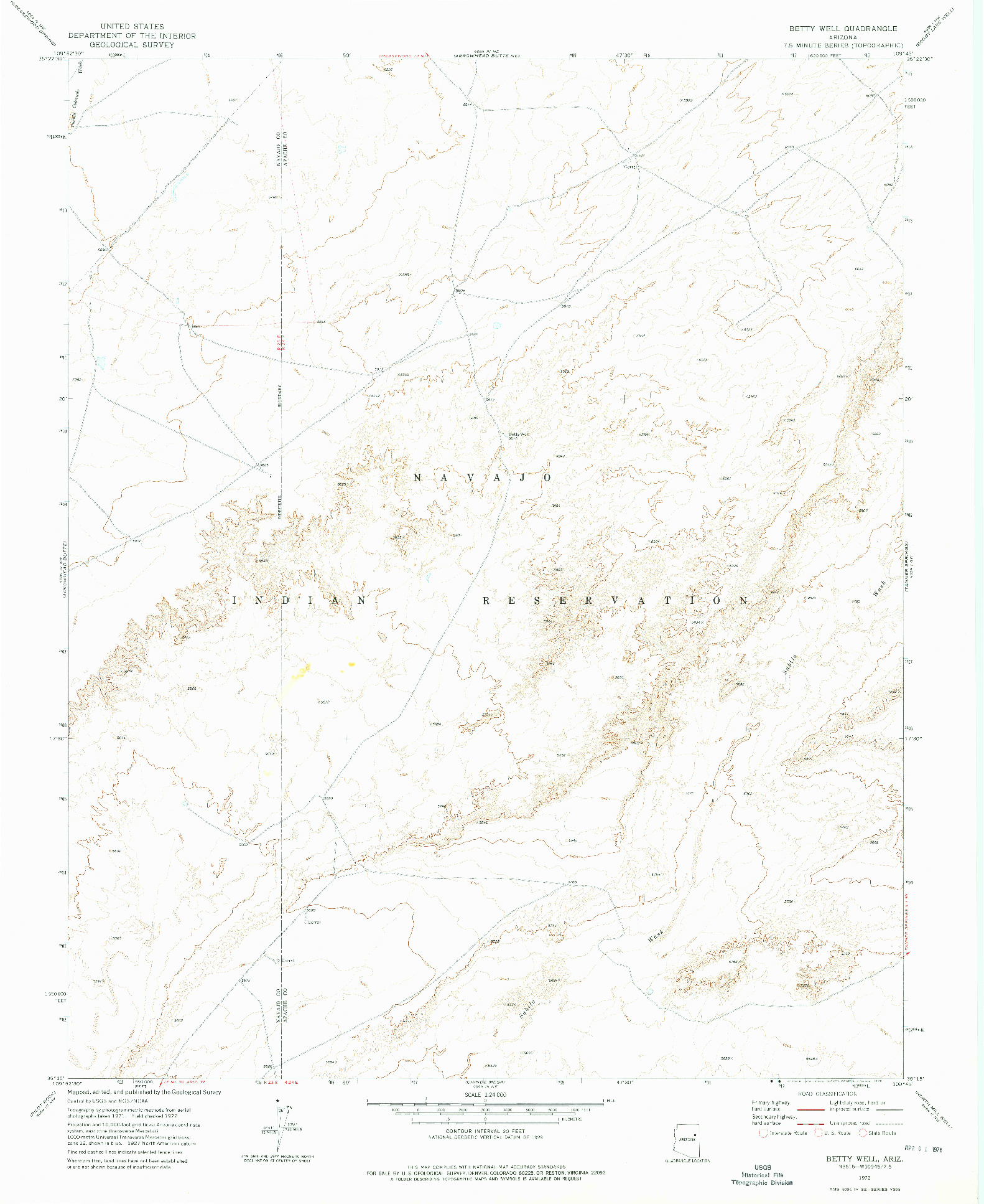 USGS 1:24000-SCALE QUADRANGLE FOR BETTY WELL, AZ 1972