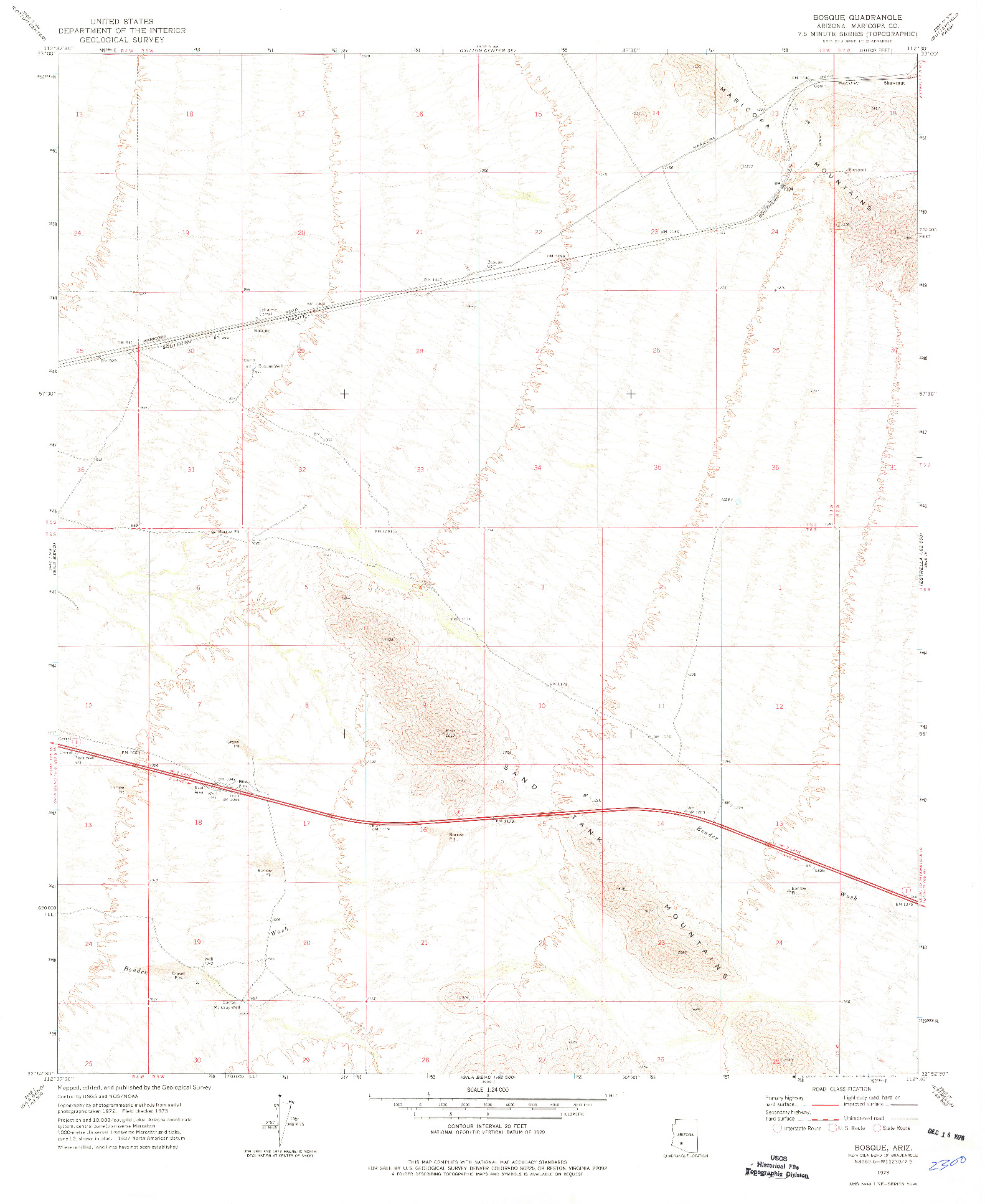 USGS 1:24000-SCALE QUADRANGLE FOR BOSQUE, AZ 1973