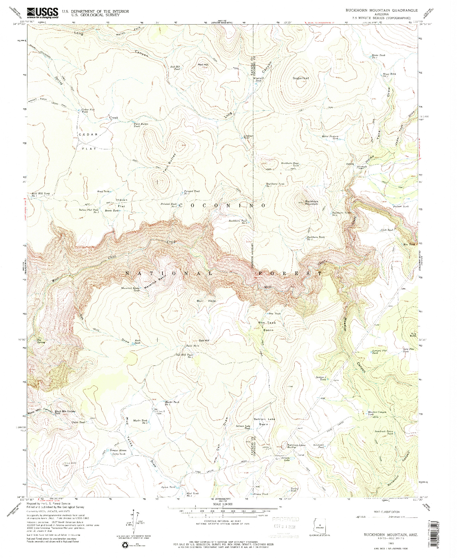 USGS 1:24000-SCALE QUADRANGLE FOR BUCKHORN MOUNTAIN, AZ 1965