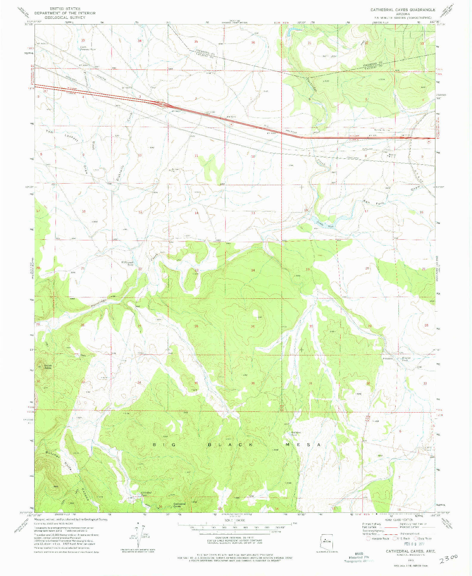 USGS 1:24000-SCALE QUADRANGLE FOR CATHEDRAL CAVES, AZ 1973