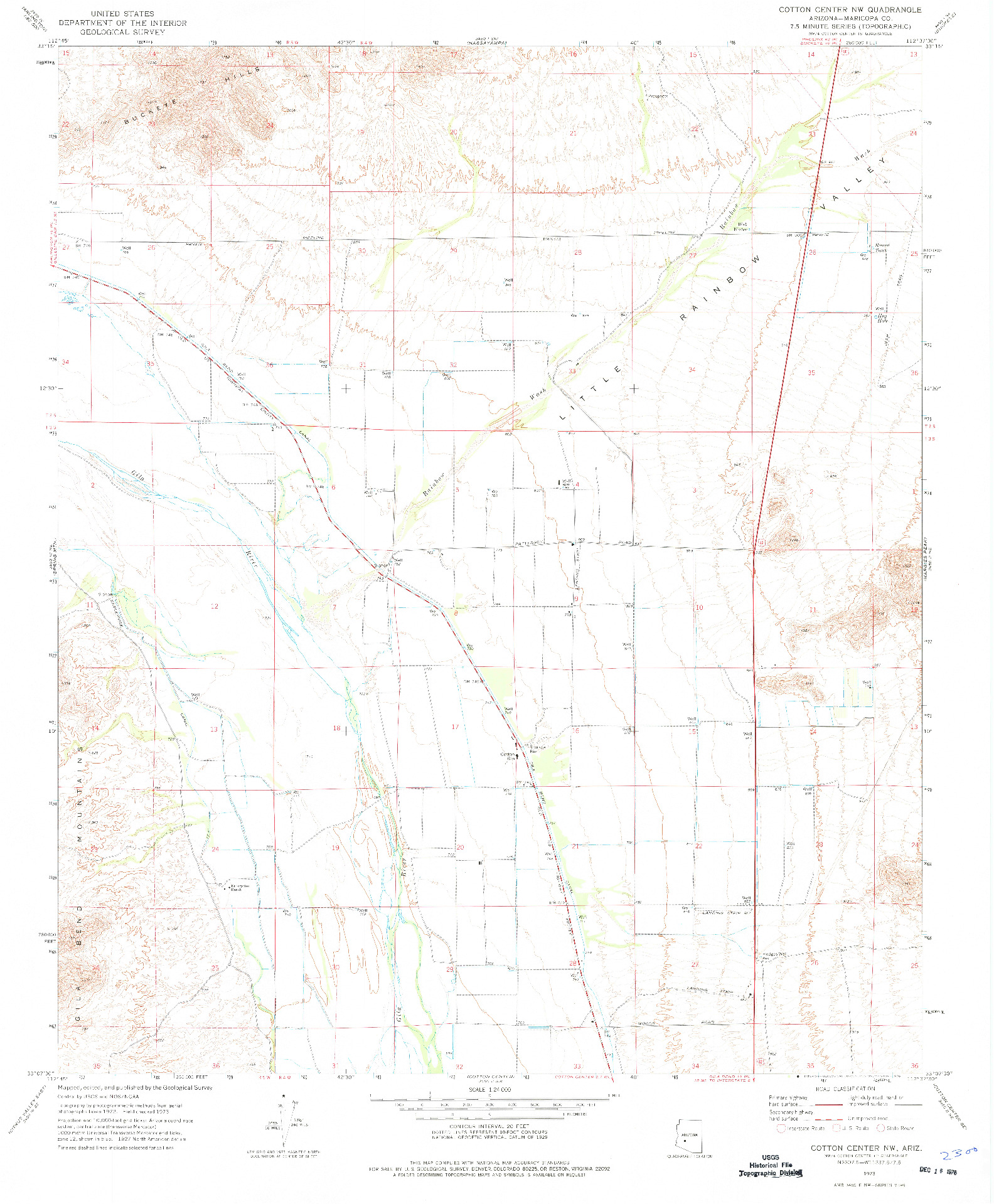 USGS 1:24000-SCALE QUADRANGLE FOR COTTON CENTER NW, AZ 1973