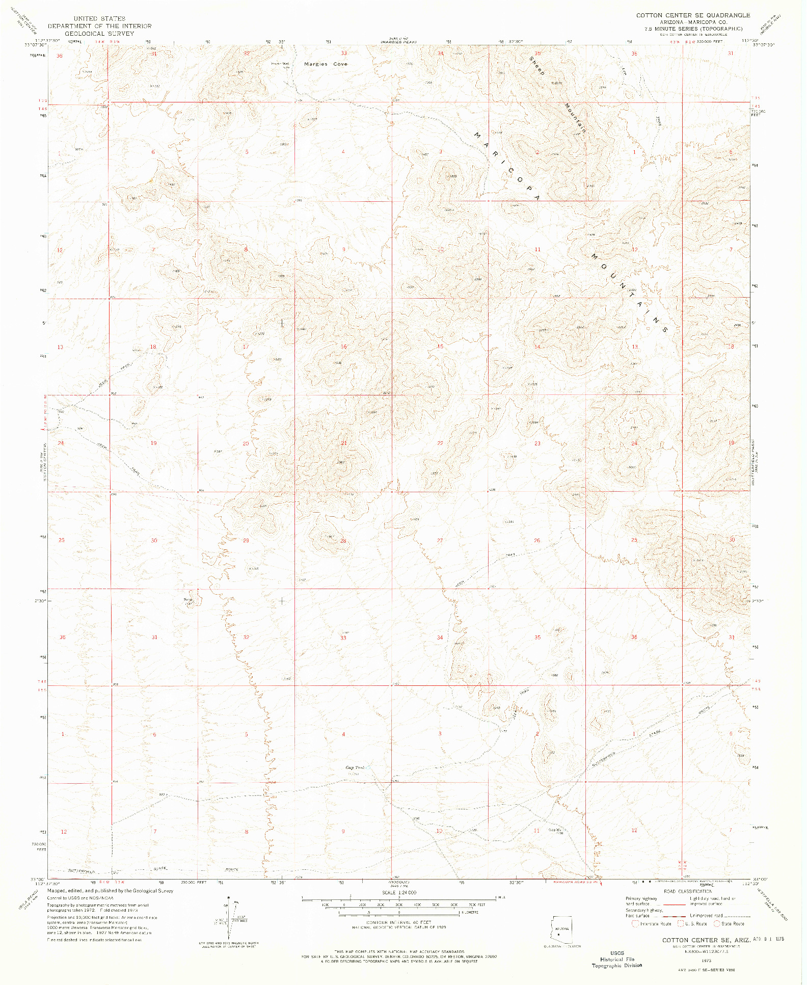 USGS 1:24000-SCALE QUADRANGLE FOR COTTON CENTER SE, AZ 1973