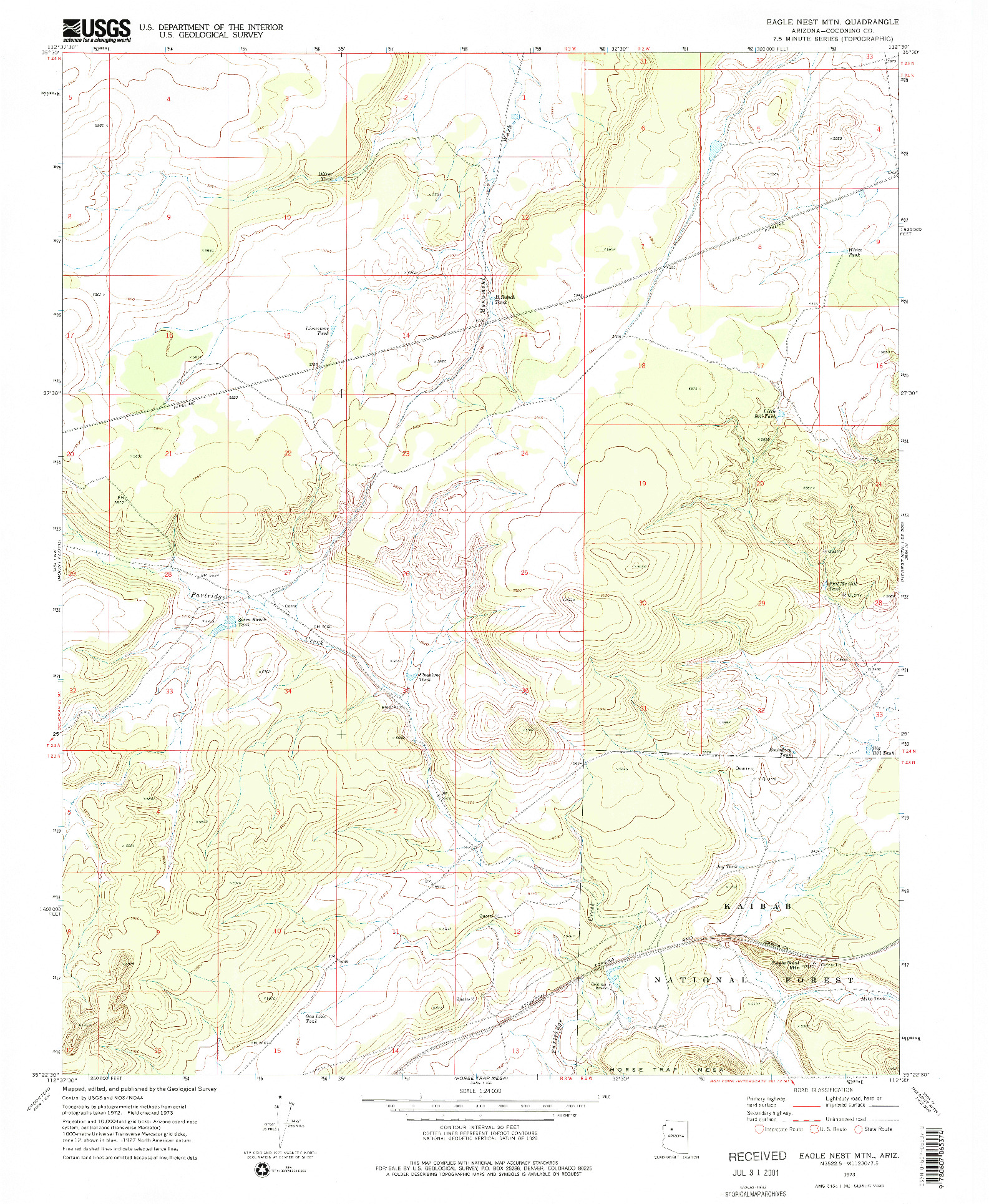 USGS 1:24000-SCALE QUADRANGLE FOR EAGLE NEST MTN, AZ 1973