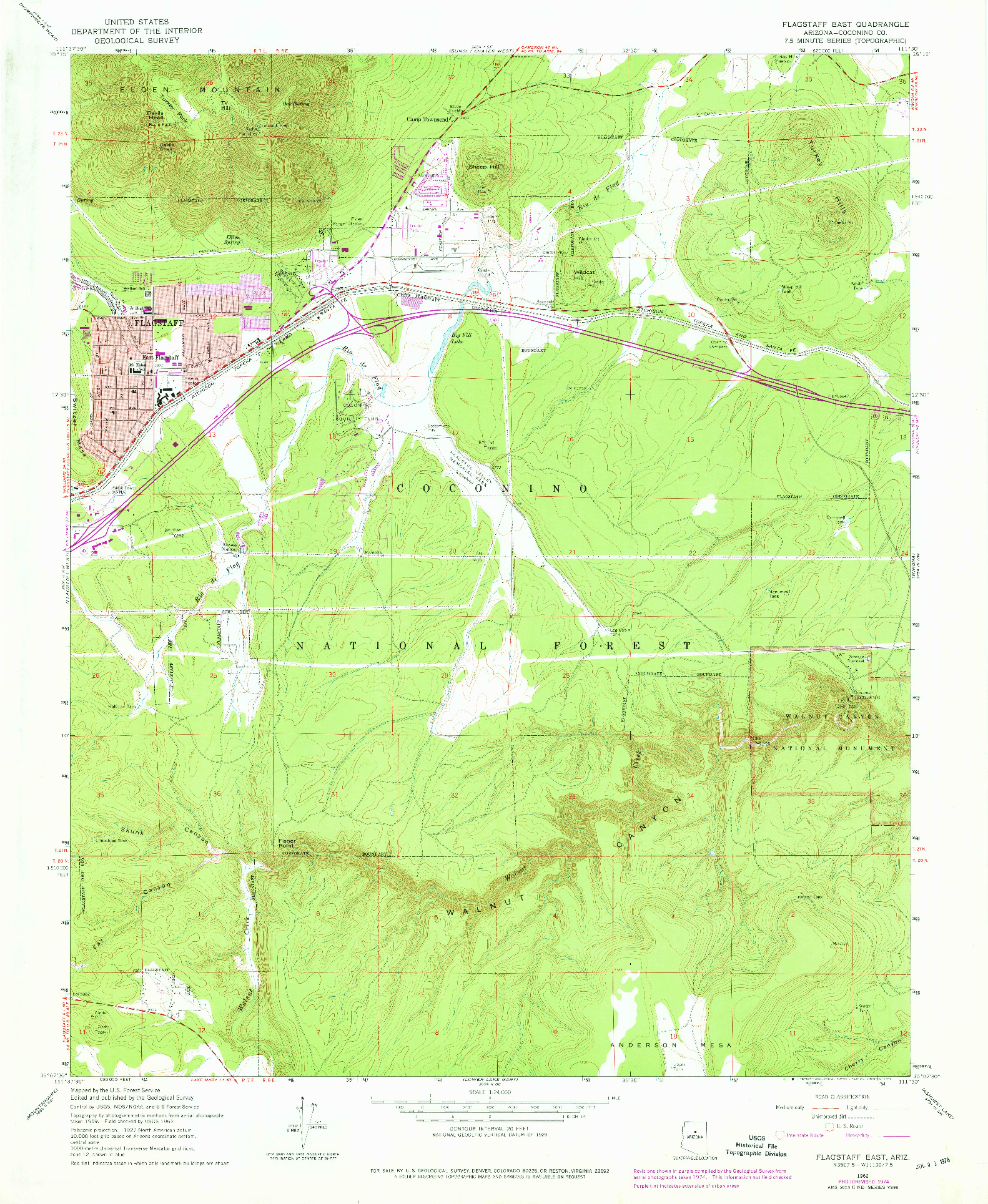 USGS 1:24000-SCALE QUADRANGLE FOR FLAGSTAFF EAST, AZ 1962