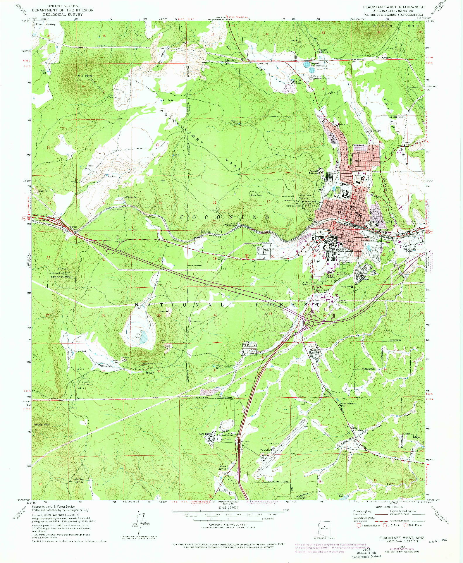 USGS 1:24000-SCALE QUADRANGLE FOR FLAGSTAFF WEST, AZ 1962