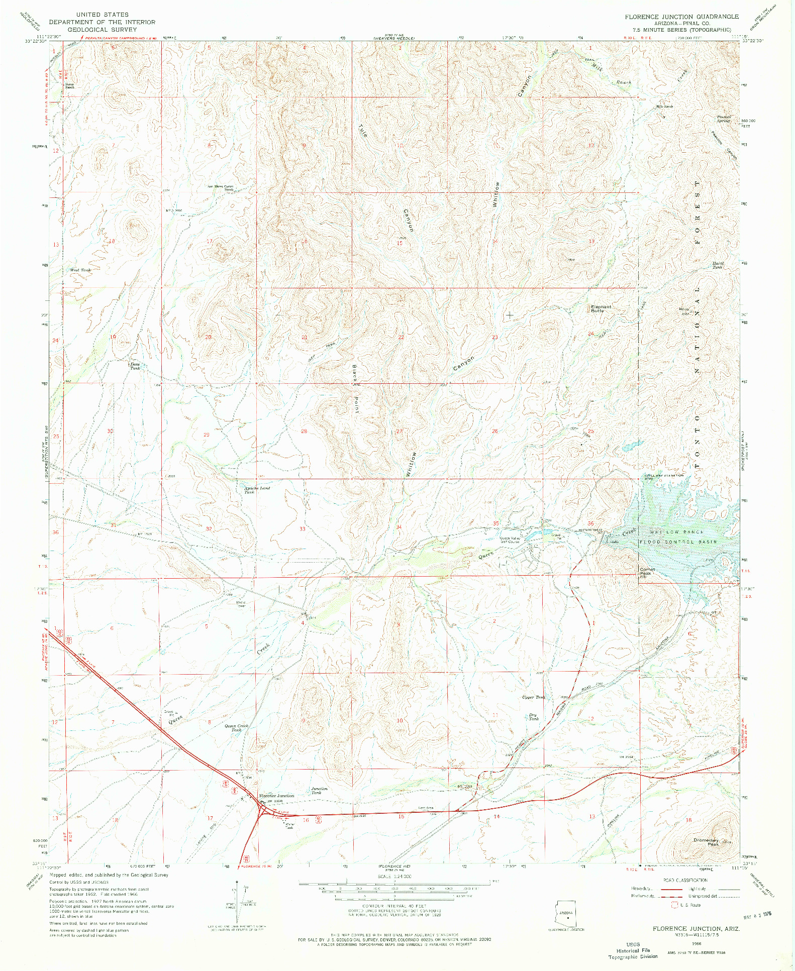 USGS 1:24000-SCALE QUADRANGLE FOR FLORENCE JUNCTION, AZ 1966