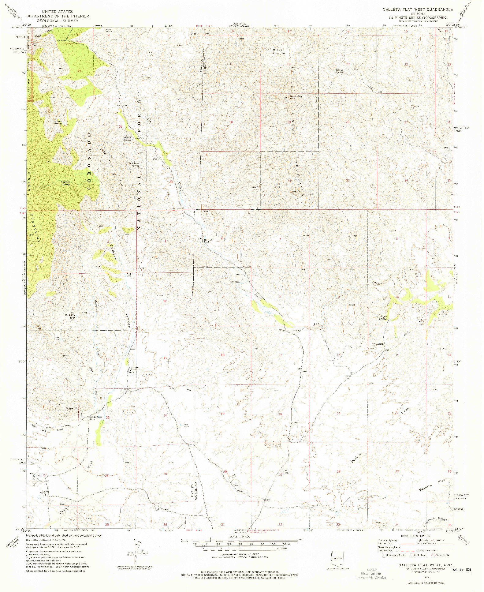 USGS 1:24000-SCALE QUADRANGLE FOR GALLETA FLAT WEST, AZ 1973