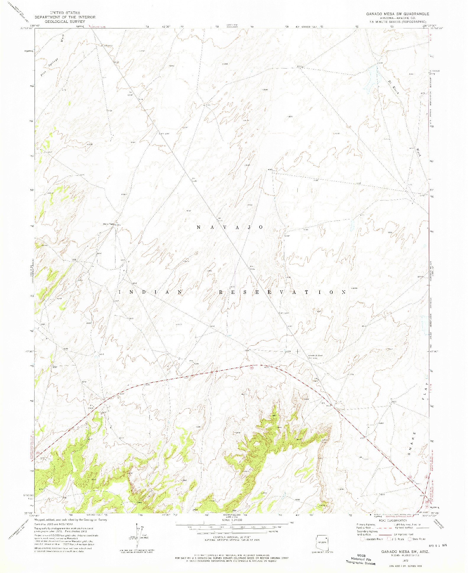 USGS 1:24000-SCALE QUADRANGLE FOR GANADO MESA SW, AZ 1972