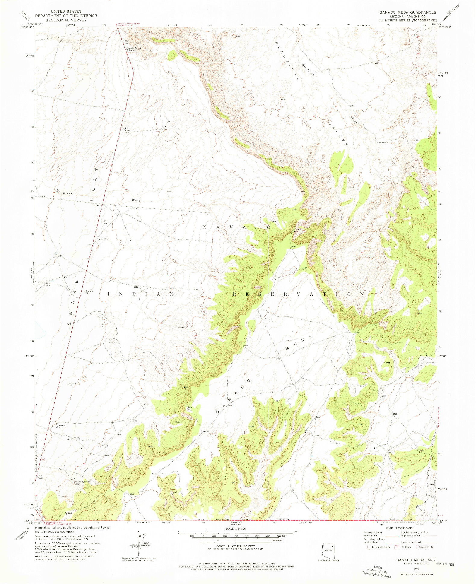 USGS 1:24000-SCALE QUADRANGLE FOR GANADO MESA, AZ 1972
