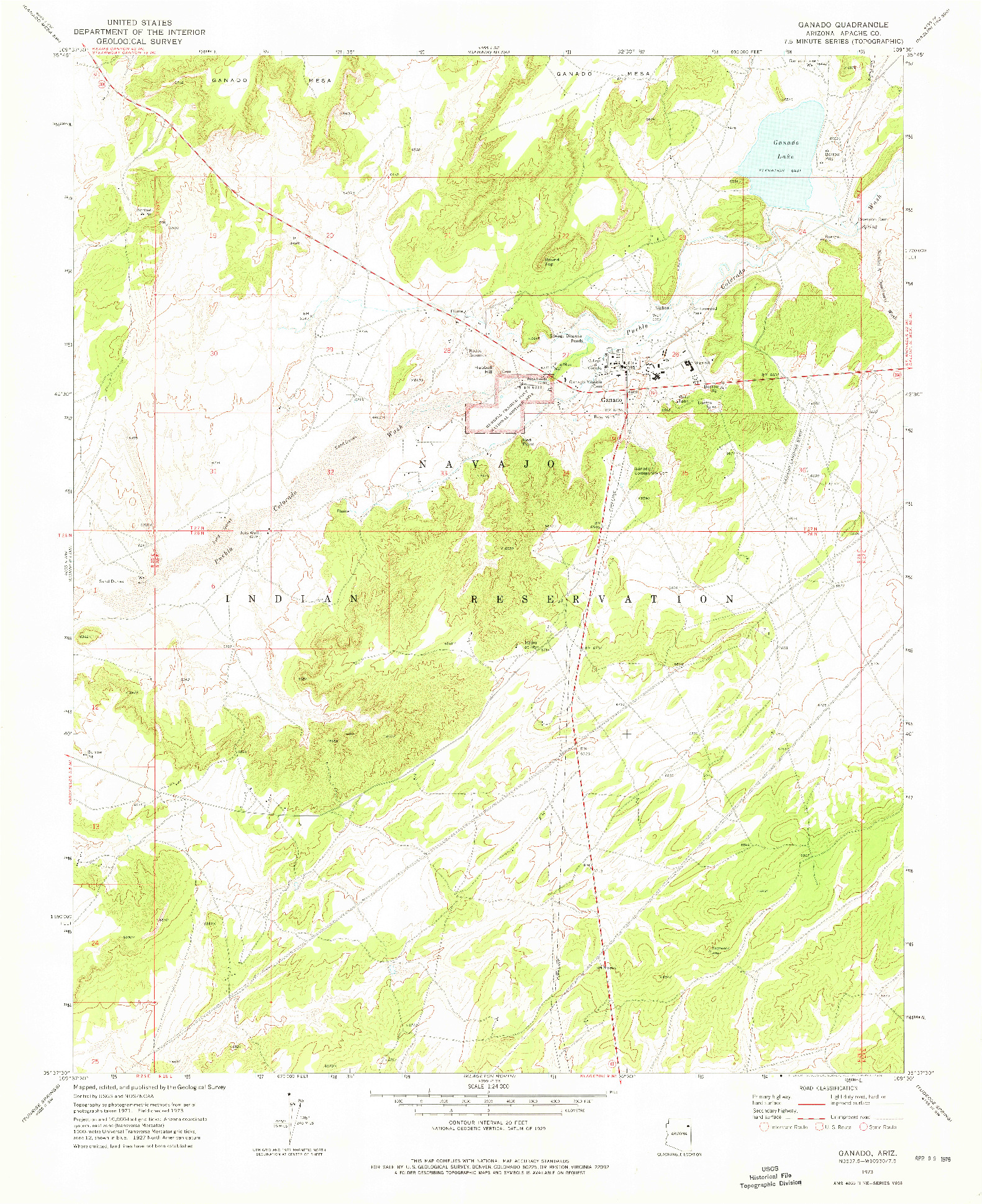 USGS 1:24000-SCALE QUADRANGLE FOR GANADO, AZ 1973