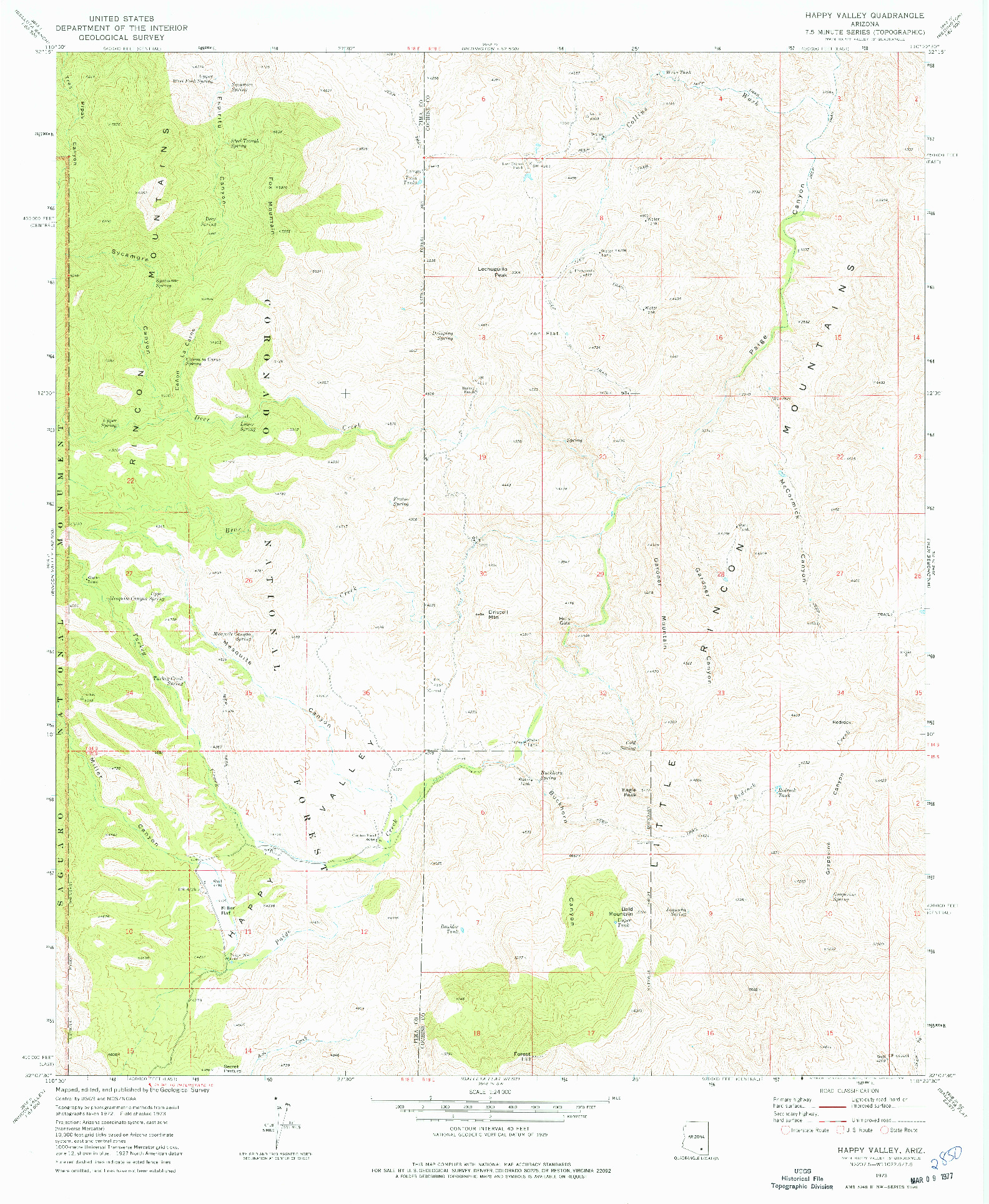 USGS 1:24000-SCALE QUADRANGLE FOR HAPPY VALLEY, AZ 1973