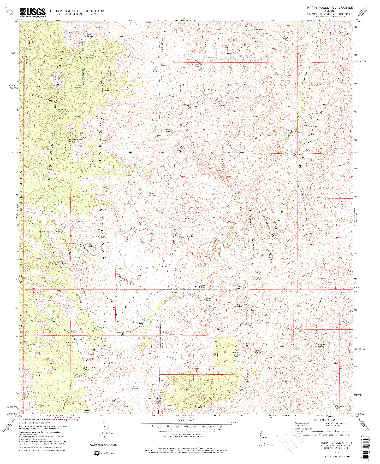 USGS 1:24000-SCALE QUADRANGLE FOR HAPPY VALLEY, AZ 1973