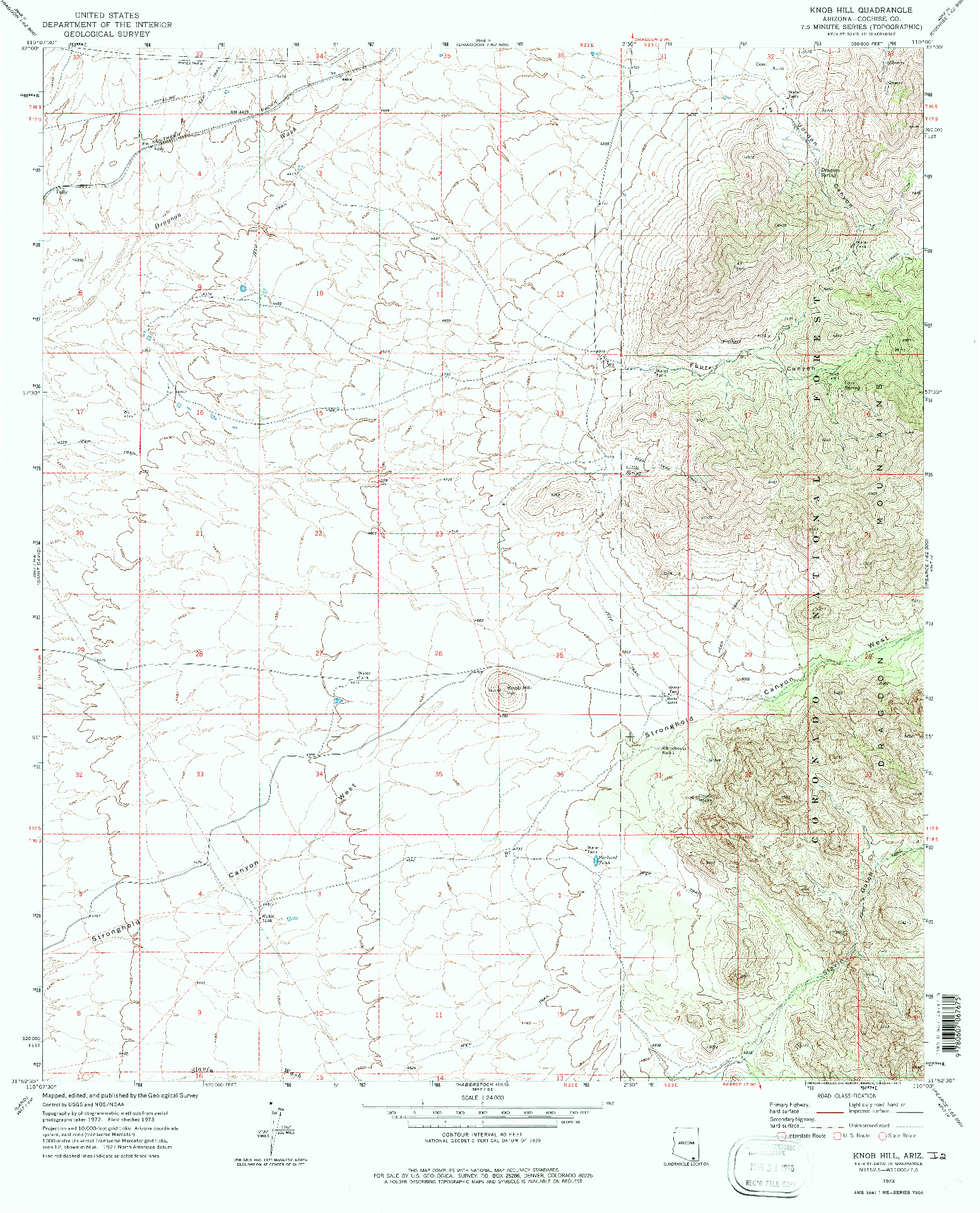 USGS 1:24000-SCALE QUADRANGLE FOR KNOB HILL, AZ 1973