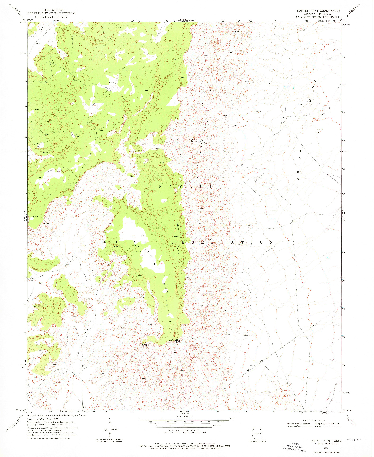 USGS 1:24000-SCALE QUADRANGLE FOR LOHALI POINT, AZ 1972