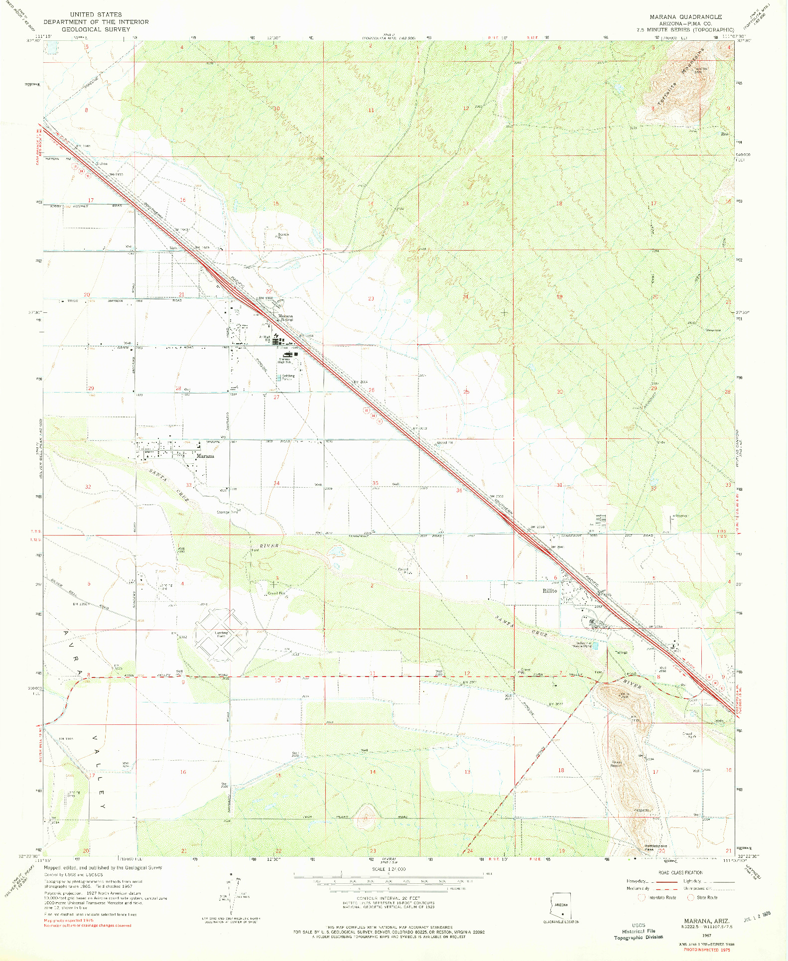 USGS 1:24000-SCALE QUADRANGLE FOR MARANA, AZ 1967