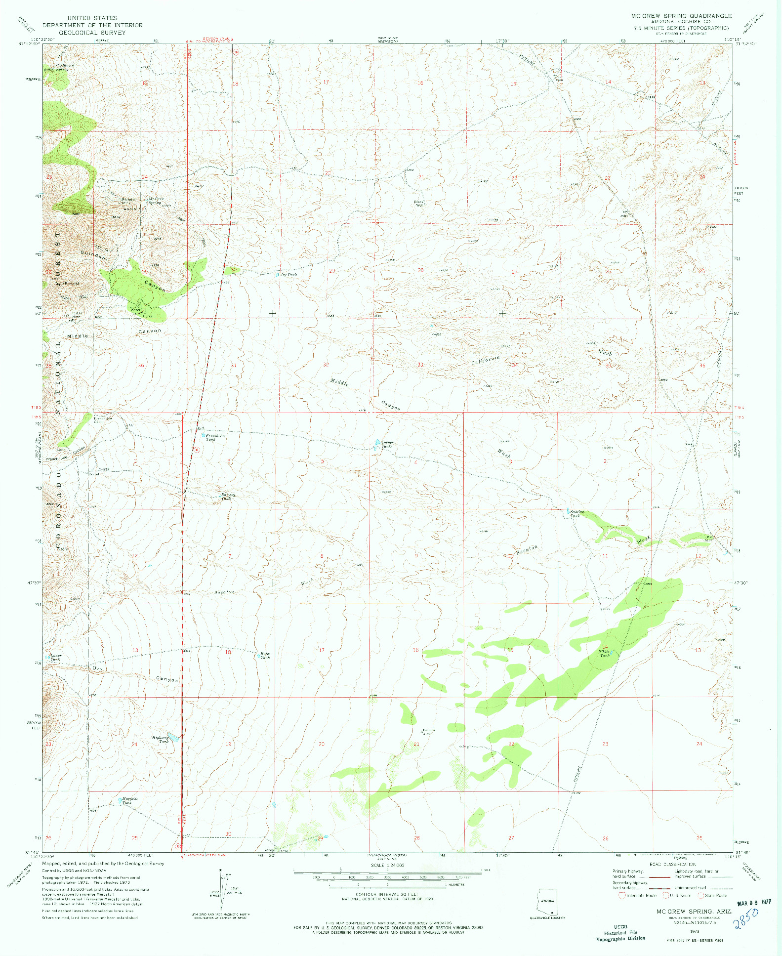 USGS 1:24000-SCALE QUADRANGLE FOR MCGREW SPRING, AZ 1973