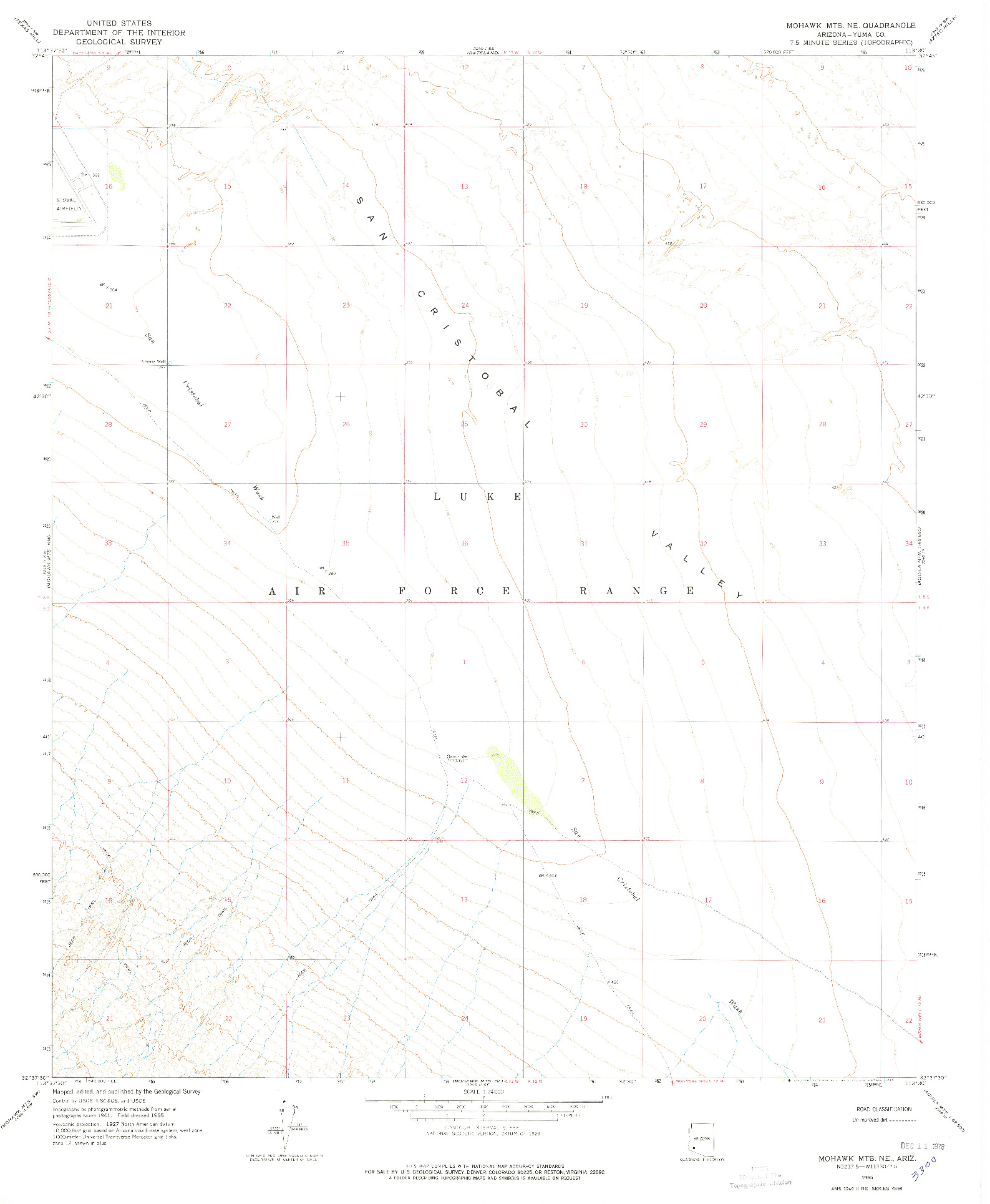 USGS 1:24000-SCALE QUADRANGLE FOR MOHAWK MTS NE, AZ 1965