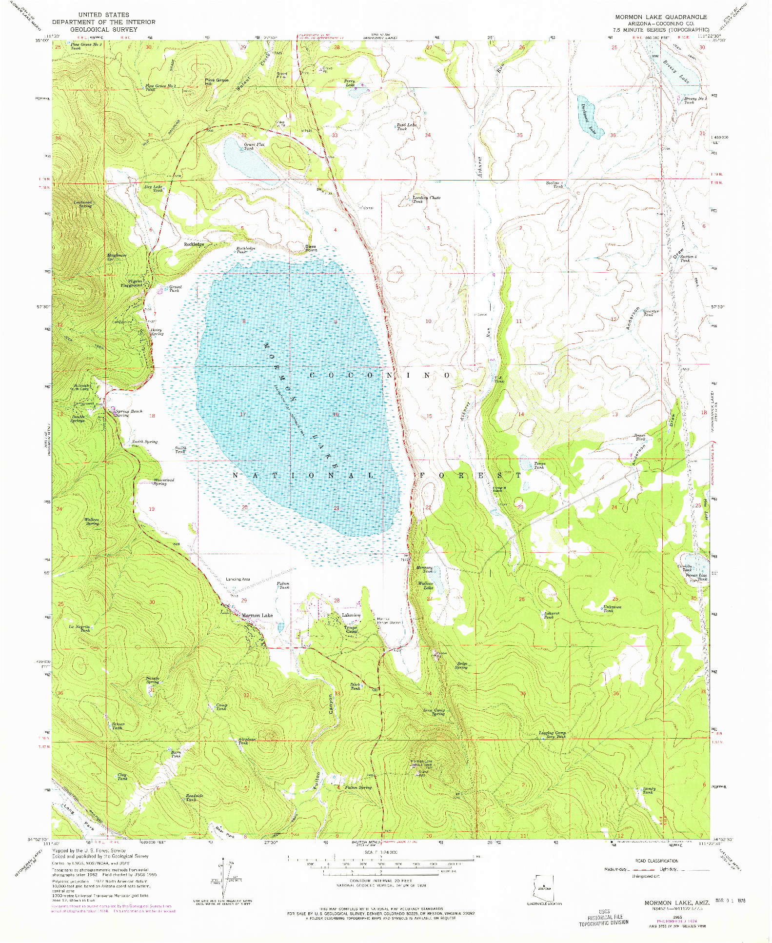 USGS 1:24000-SCALE QUADRANGLE FOR MORMON LAKE, AZ 1965