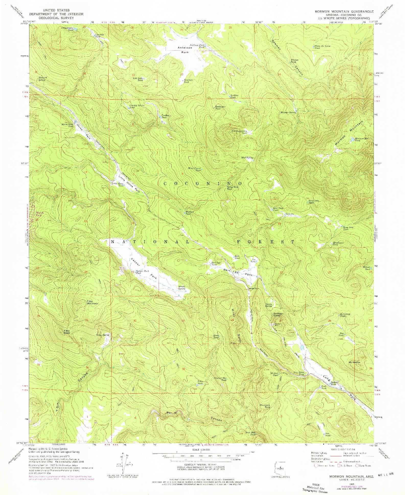 USGS 1:24000-SCALE QUADRANGLE FOR MORMON MOUNTAIN, AZ 1965