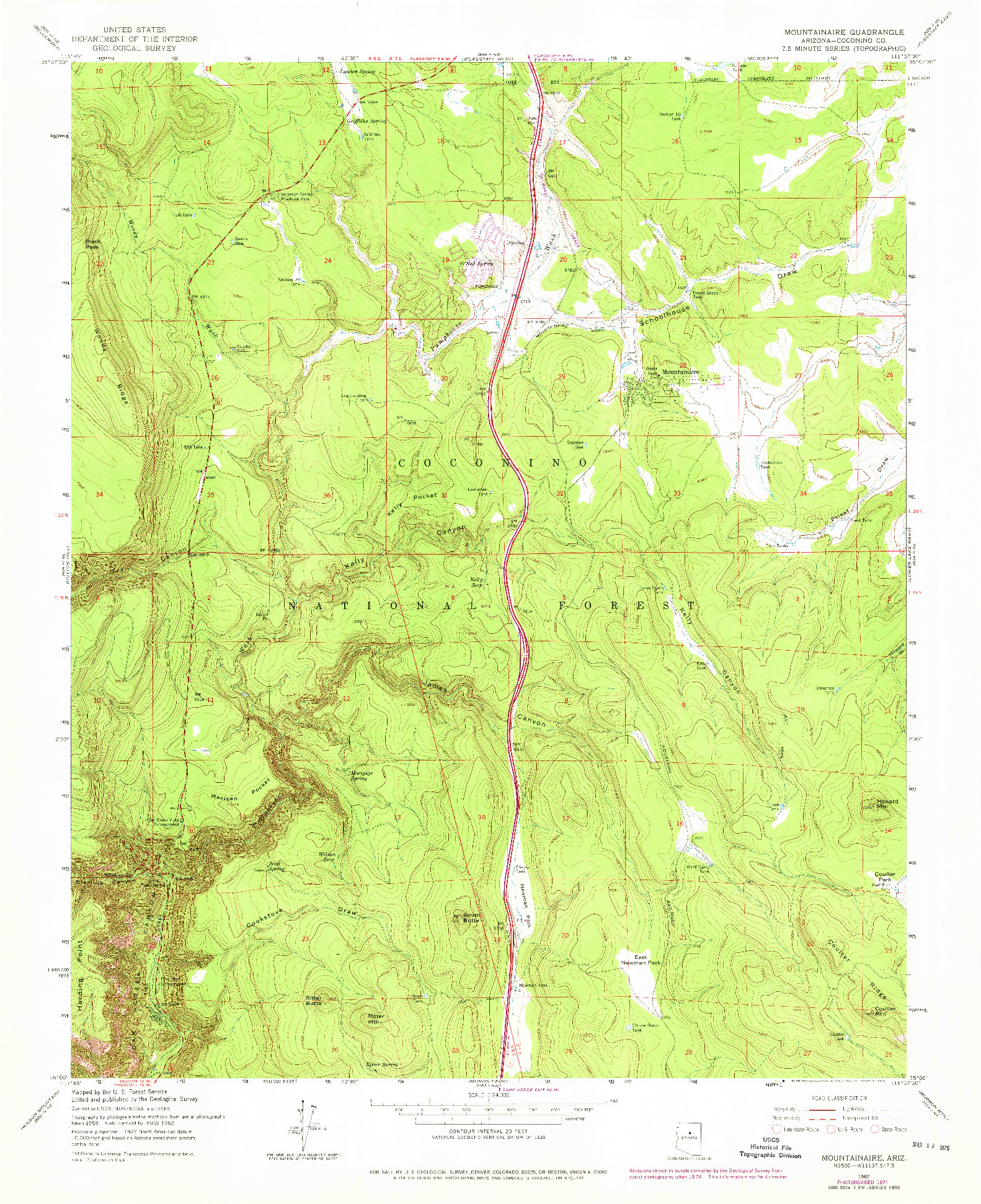 USGS 1:24000-SCALE QUADRANGLE FOR MOUNTAINAIRE, AZ 1962