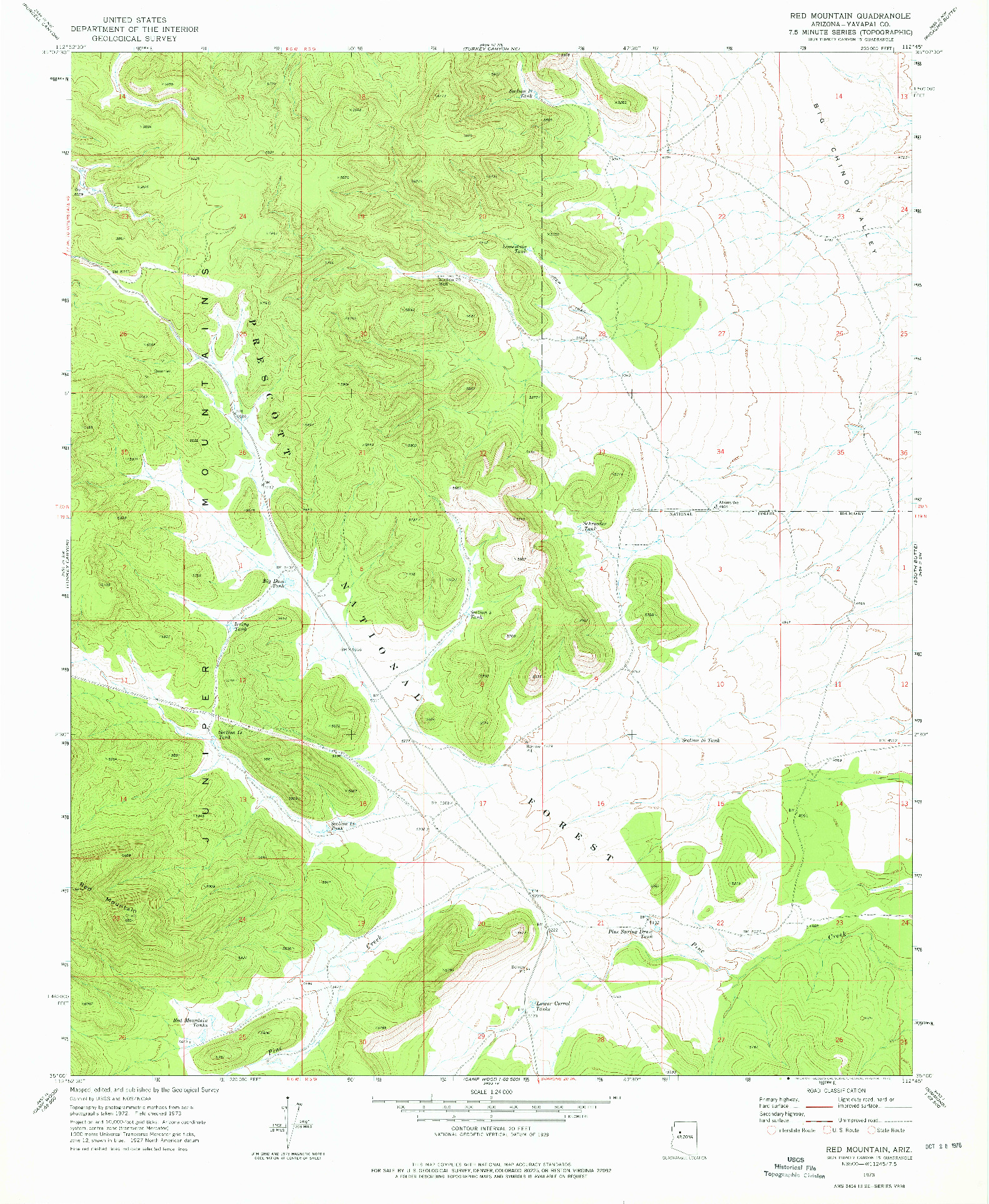 USGS 1:24000-SCALE QUADRANGLE FOR RED MOUNTAIN, AZ 1973