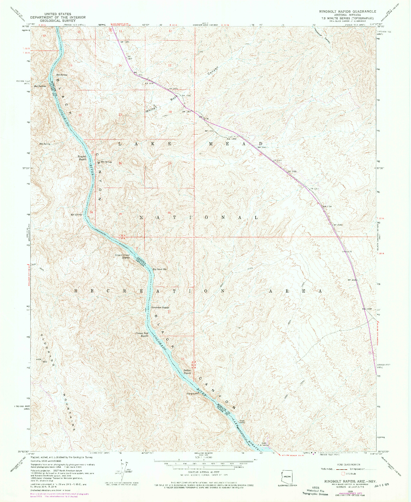 USGS 1:24000-SCALE QUADRANGLE FOR RINGBOLT RAPIDS, AZ 1959