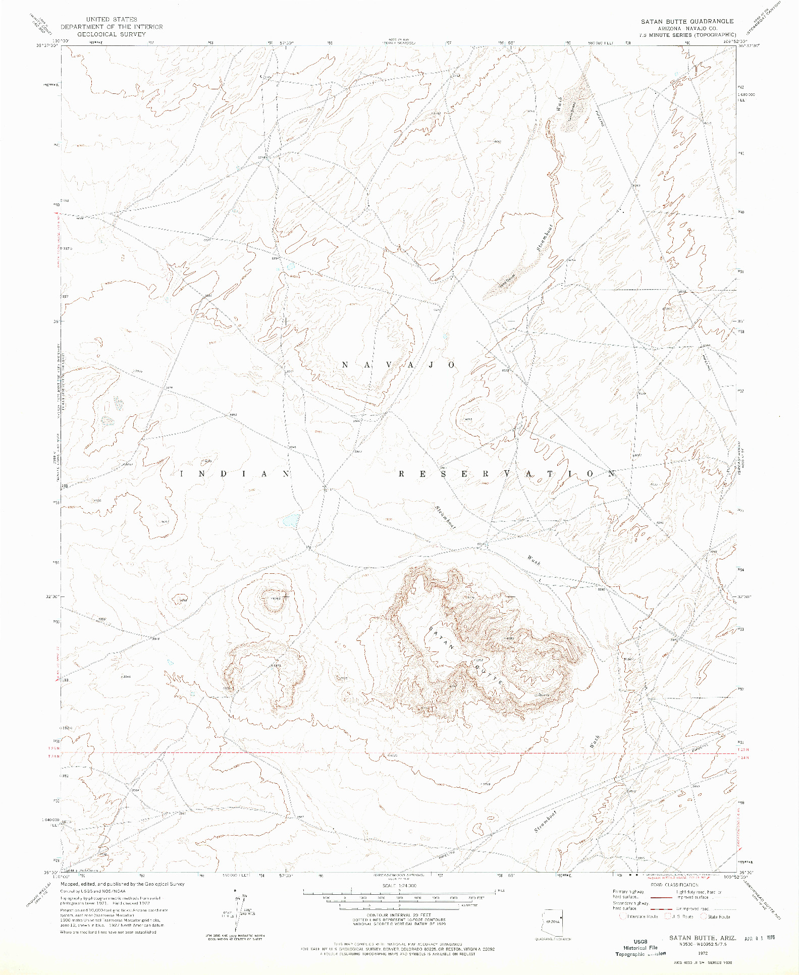 USGS 1:24000-SCALE QUADRANGLE FOR SATAN BUTTE, AZ 1972