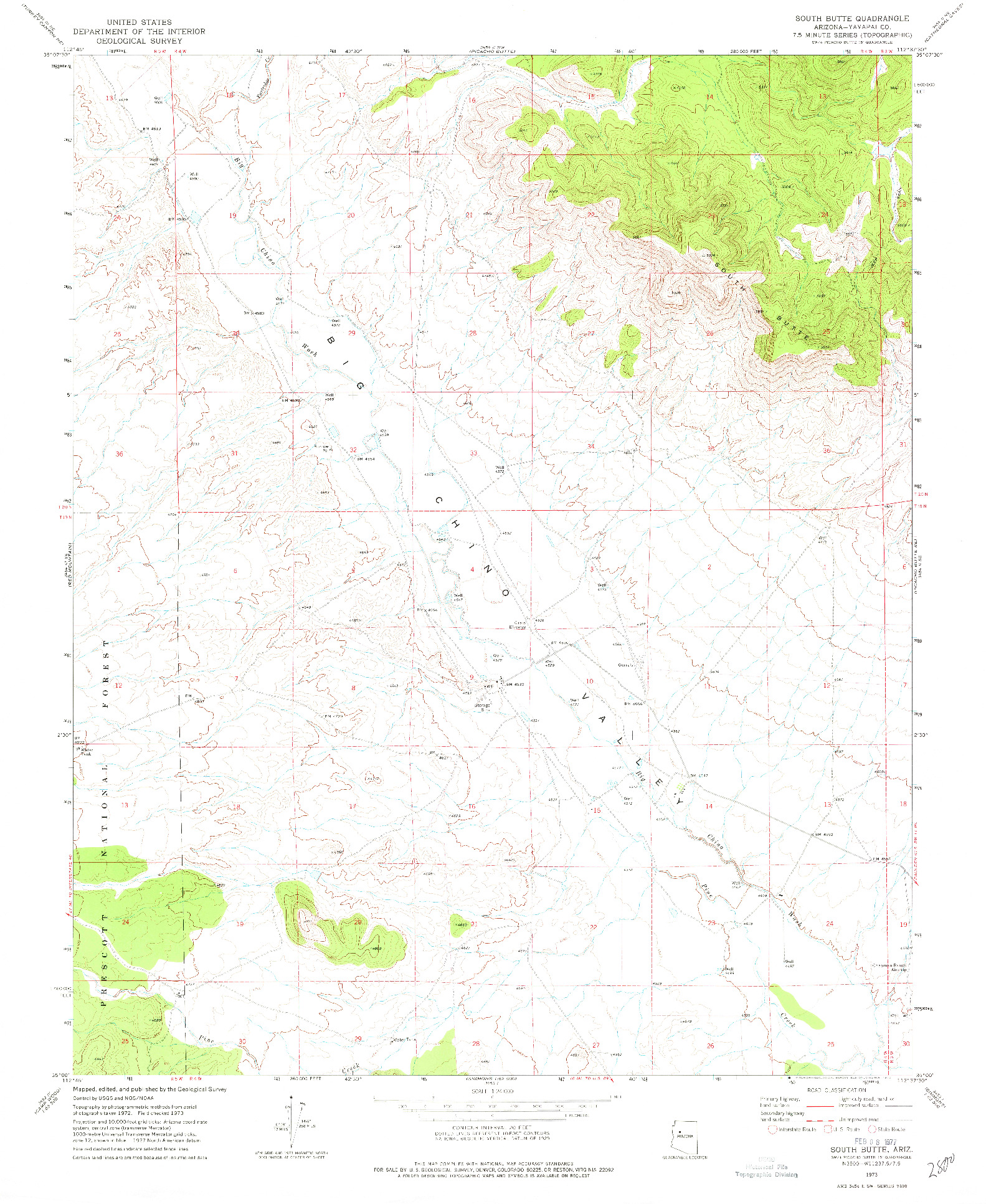USGS 1:24000-SCALE QUADRANGLE FOR SOUTH BUTTE, AZ 1973