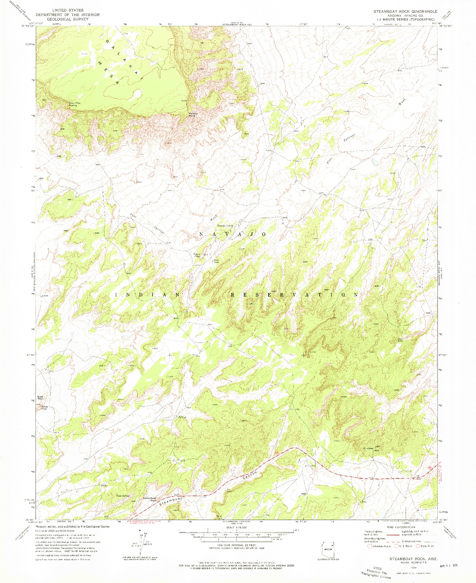 USGS 1:24000-SCALE QUADRANGLE FOR STEAMBOAT ROCK, AZ 1972