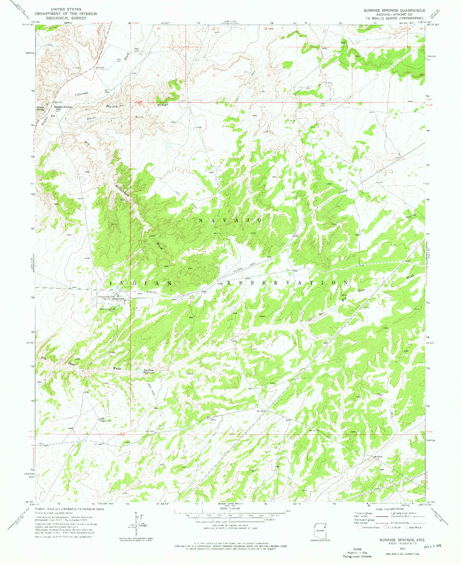 USGS 1:24000-SCALE QUADRANGLE FOR SUNRISE SPRINGS, AZ 1973