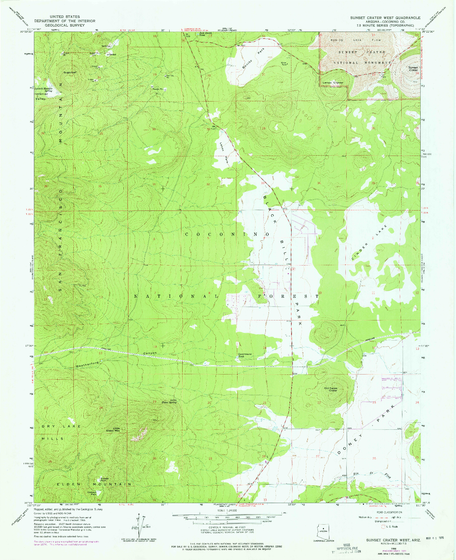 USGS 1:24000-SCALE QUADRANGLE FOR SUNSET CRATER WEST, AZ 1966