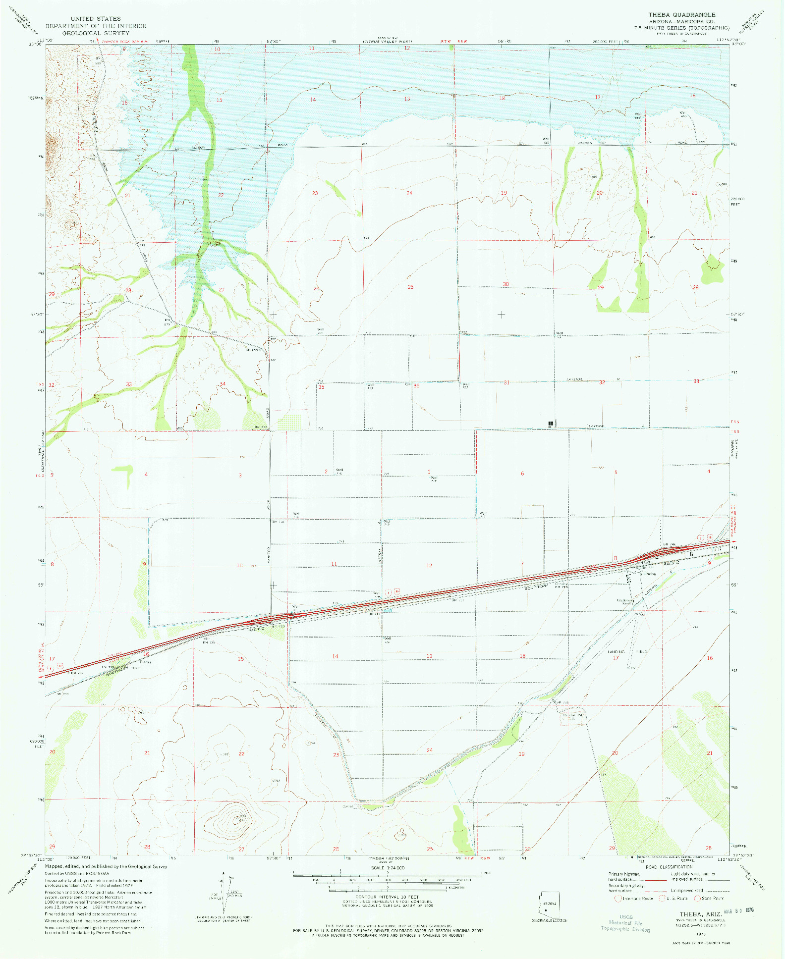 USGS 1:24000-SCALE QUADRANGLE FOR THEBA, AZ 1973