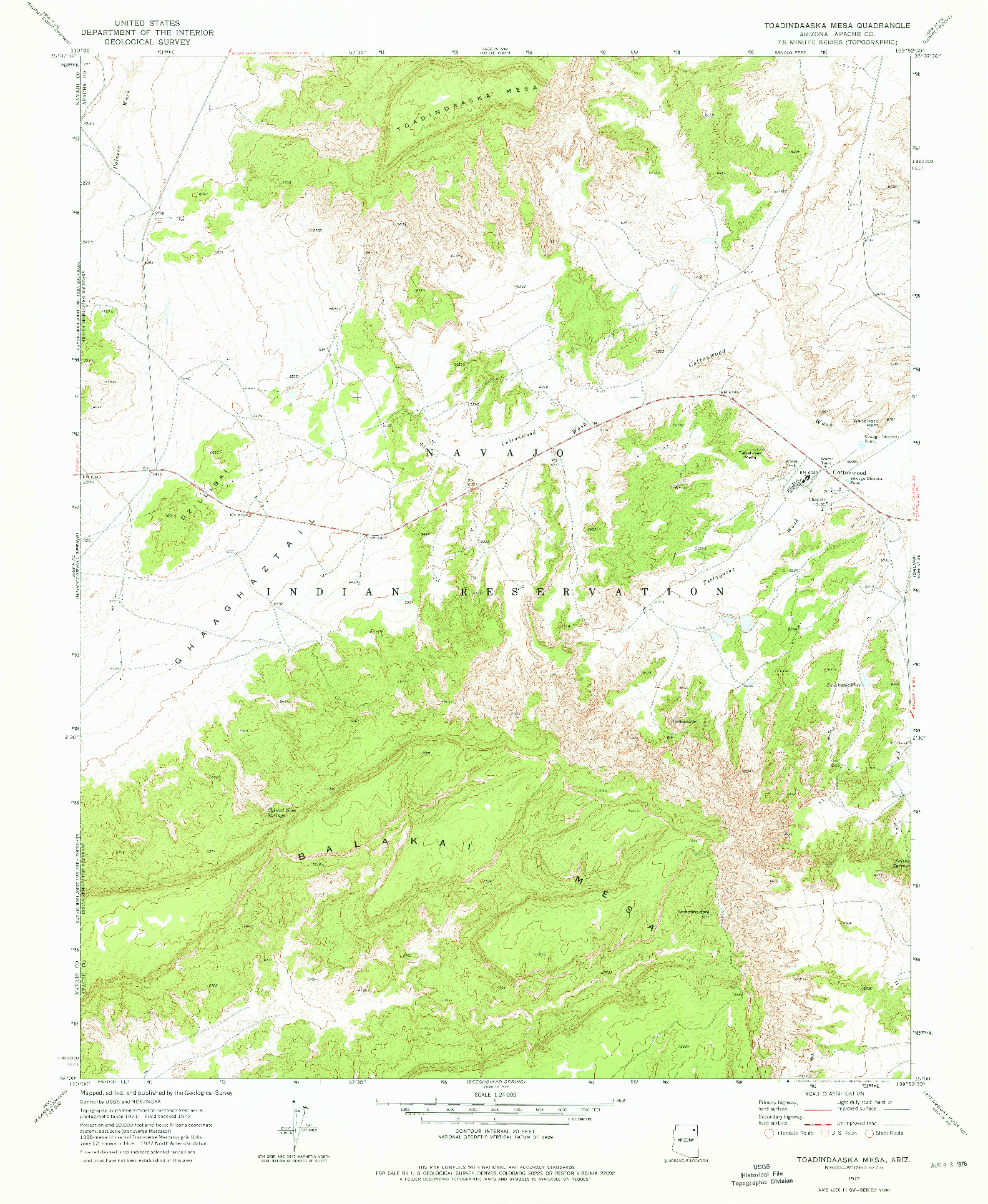 USGS 1:24000-SCALE QUADRANGLE FOR TOADINDAASKA MESA, AZ 1972