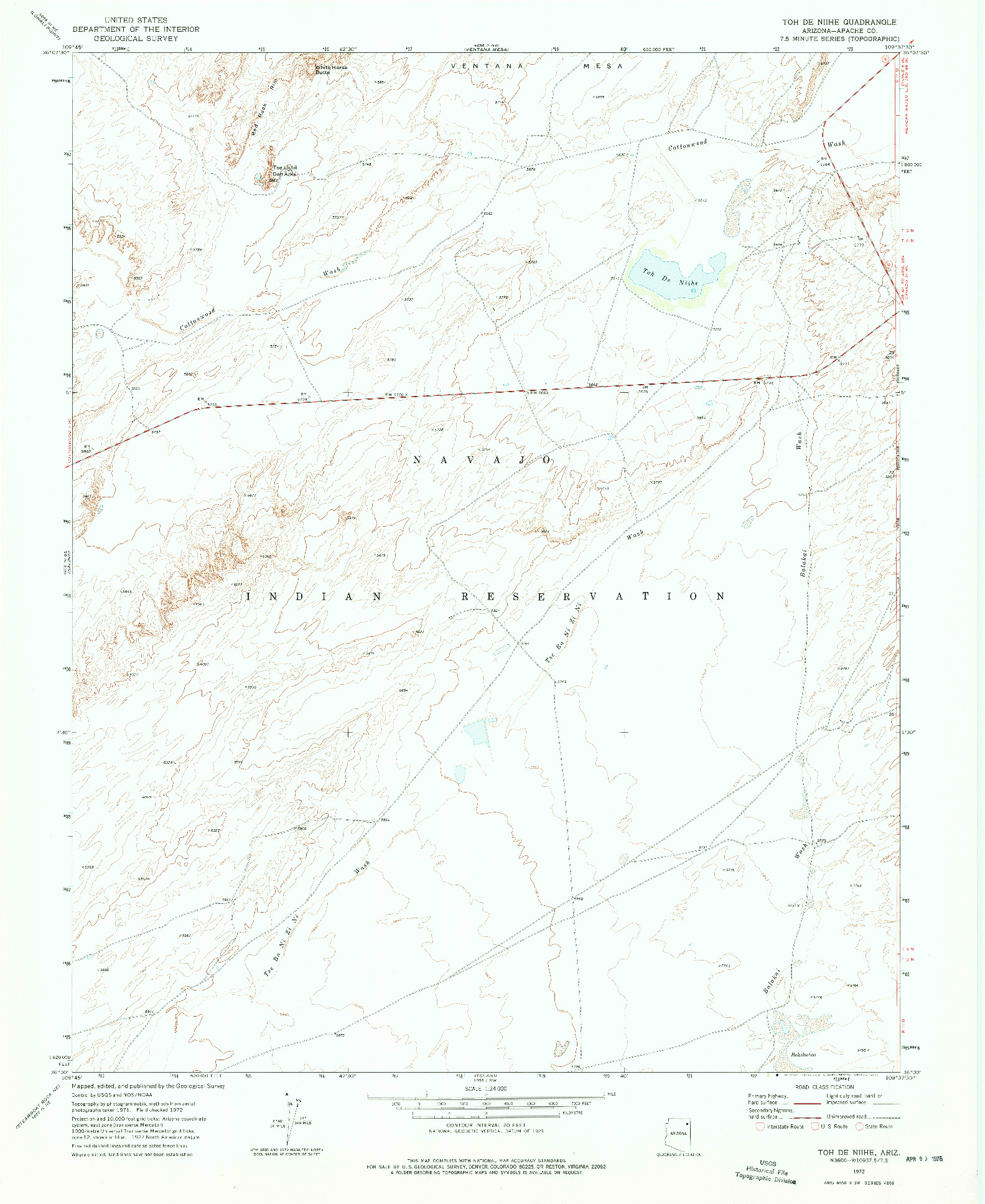 USGS 1:24000-SCALE QUADRANGLE FOR TOH DE NIIHE, AZ 1972