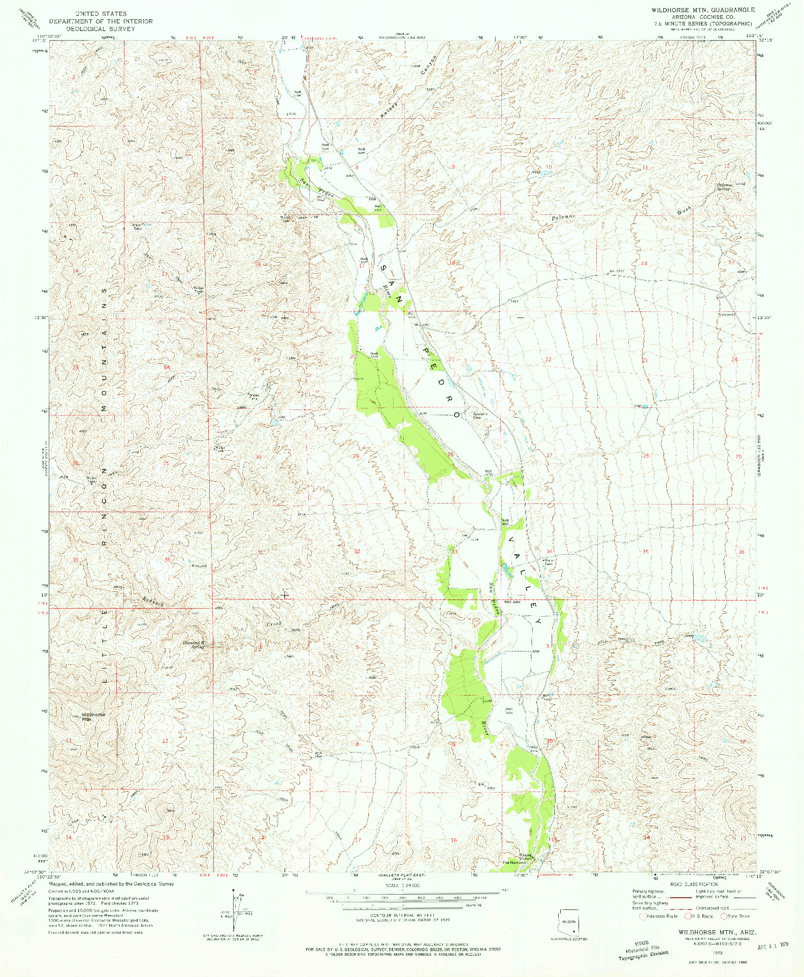 USGS 1:24000-SCALE QUADRANGLE FOR WILDHORSE MTN., AZ 1973