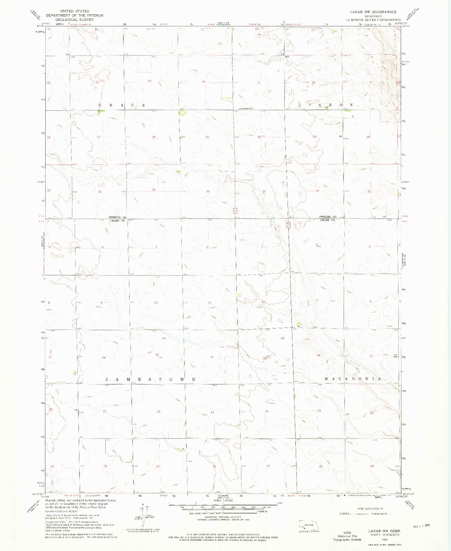 USGS 1:24000-SCALE QUADRANGLE FOR LAMAR NW, NE 1961