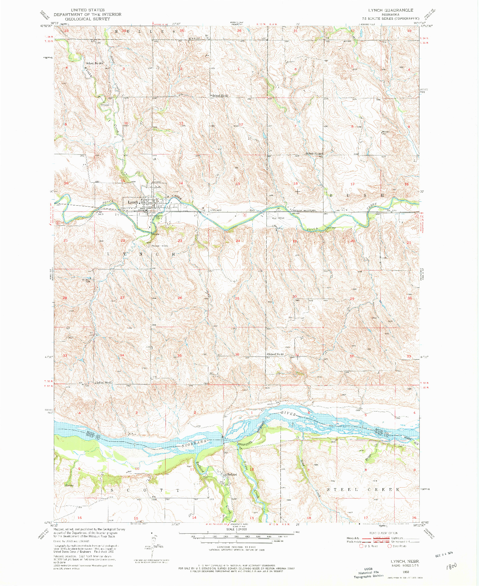 USGS 1:24000-SCALE QUADRANGLE FOR LYNCH, NE 1950